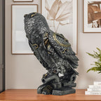 Steampunk Owl Statue 11.6'' H Metallic Silver and Gold Gothic Collectible Animal Figurine Wisdom Gift Owl Sculpture for Home Office Decoration Living Room Tabletop Mantel