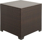 Rattaner 80 Gallon Wicker Outdoor Storage Box Square Patio Storage Bin with Waterproof Lining Bag Deck Storage Box and Cushion Storage Bin Outdoor, Brown Wicker