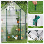 Outvita Walk-in Greenhouse, Outdoor Durable PVC Plant Green House for Frost Protection with 3 Tiers 4 Shelves, Shelf Clips, Roll-up Zipper Door, 56"x29"x77" Transparent