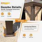 EROMMY 12' x 12' Gazebo Hardtop Double Roof Galvanized Steel Gazebos with Netting and Curtains Outdoor Aluminum Frame Permanent Metal Pavilion for Patio Backyard Deck and Lawns
