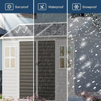 8x6 FT Resin Storage Sheds with Floor Windows, Waterproof Plastic Outdoor Shed Kit, Outside Tools Sheds for Backyard Garden Patio Lawn