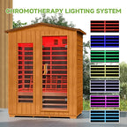 springspa Outdoor Infrared Sauna 3 Person for Home, 15amp Low EMF Far Infrared Spruce Wooden Sauna with Bluetooth,LCD Panel
