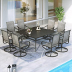 MFSTUDIO Outdoor Swivel Patio Chairs Set of 8, Patio Dining Chairs with Breathable Textilene Fabric & Metal Frame, Weather-Resistant Outdoor Furniture Chairs for Deck, Yard, Lawn, Garden