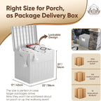 Deck Box, 51 Gallon Front Porch Package Bin Delivery Box for Outside, Small Patio Outdoor Storage Boxes Waterproof, UV Resistant Plastic Resin Pool Storage Bins with lids, White