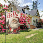Santa Claus Garden Flag Vertical Double Sided Outdoor Yard Flags 12.5x18 Inch Burlap Banners Vertical Double Sided for Outdoor Decor Lawn