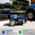 DuroMax XP15000HX 15,000-Watt Dual Fuel Portable Generator - Gas & Propane, Remote Electric Start, Whole Home Power Backup, Transfer Switch Ready, RV & Emergency Ready