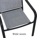 5-Piece Outdoor Patio Dining Set, 40-Inch Round Glass Table with 4 Stackable Chairs, Grey