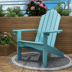 LUE BONA HDPS Adirondack Chairs Set of 4, Fire Pit Outdoor Chair Weather Resistant with Cup Holder, Modern Plastic Chair Plastic for Patio, Deck, Proch, 350LBS, Blue Turquoise