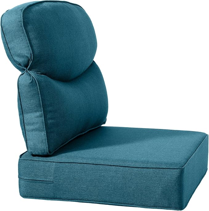 Luxury 24x24x6 Inch Smile Outdoor Cushions for Patio 5 Piece Set - Set of 5 Zippered Outside Pillows for Wicker Dining Rocking Gliders Loveseat Couch Sectional Sofa - Peacock Blue