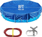 12Ft Pool Covers for (8Ft) Above Ground Pools, Winter Pool Cover,Heavy Duty Above Ground Pool Cover Includes Winch and Cable,UV Protection, Strength&Durability,Blue/Black(Cover Only)