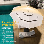 Kingdura 10ft 3-Tier Patio Umbrella, Outdoor Table Umbrella with Easy Crank & Tilt, 8 Reinforced Ribs, UV Protection for Deck, Pool, Market, Backyard (Beige)