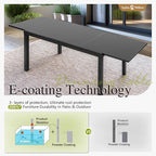 Sophia & William Expandable Patio Dining Table, Extra Large 99.2" L x 35.5" W Outdoor Dining Table for 6-10 Person Metal Rectangular Patio Table with E-Coating for Garden Porch Deck (Black)