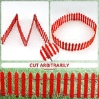 Mini Fairy Garden Fence, 35.5x2 Inch Cuttable Small Wood Picket Fence, DIY Miniature Accessories Decoration for Dollhouse, Crafts, Vegetable Platter, Cake(Red)