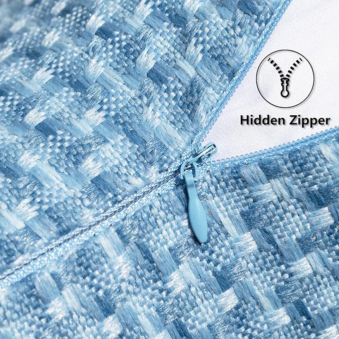Kevin Textile Outdoor Waterproof Throw Pillow Covers Pack of 2 Farmhouse Decorative Cushion Covers for Garden Patio Tent Balcony Bench Couch Sofa 24x24 Inch, Light Blue
