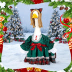 Soulchen 1 Set Christmas Green Porch Goose Outfit 23 Inch Winter Plaid Cement Goose Clothes Dress and Headdress Costume Set for Xmas Holiday Lawn Garden Yard Decor