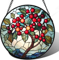 CRIS GIF Stained Glass Window Hanging - Red Fruit Tree Landscape Suncatcher for Doors Garden Patio Sun Catchers Decor Christmas Mother's Day Birthday Gifts for Women Men Mom Nana Friend 9.8 in