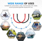 LEESKY 2 AWG Battery Cables 2 Gauge 1Feet Pure Copper Battery Inverter Cables 3/8 Inch Terminals for Golf Cart, Power Inverter, Solar, RV, Marine