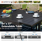 9 Pieces Outdoor Dining Set for 8, Patio Dining Set Wicker Rattan Chairs with Soft Cushion and Extendable Rectangular Table, Wicker Patio Table and Chairs for Backyard Porch