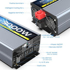 24V 3000W Pure Sine Wave Inverter 24V DC to 110V/120V AC Converter with 4AC Outlets, 5V/3.4A USB, Remote Control with on-Screen Display, Off-Grid Solar Power Inverter for Truck, Home, Vehicles, RV