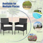HAPPYGRILL 2 Pieces Patio Chairs Set Outdoor Rattan Wicker Single Armchair PE Furniture Sofa Set with Cushions