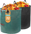 2 Pack 72 Gallon Lawn and Leaf Bags (Green + Black), Heavy Duty Reusable Yard Waste Bags with Reinforced Handles, Collapsible Garden Bags for Leaves, Branches, Grass Waste