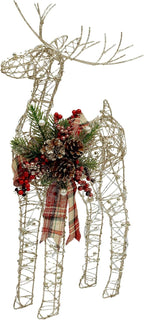 Alpine Corporation Gold Wire Holiday Decor Reindeer with Warm White LED Lights