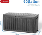 EasyUp 90 Gallon Outdoor Storage Box, Resin Waterproof UV-Resistant Deck Box, Reinforced Stability for Patio, Garden, and Poolside, Striped Black