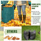 10 Pcs 72 Gallons Yard Waste Bags with Lid and 4 Pairs Gardening Coated Gloves Leaf Bags (h30" x D26") 4 Handles Large Waste Container for Lawn Yard Weed Leaf