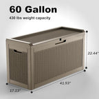 60 Gallon Deck Box,Resin Outdoor Storage Box with Lockable for Patio Furniture, Pool Accessories, Garden Tools, Waterproof Outside Storage Box, Grey Pattern