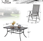 PHI VILLA 7 Piece Outdoor Dining Set with Umbrella, Patio Furniture Dining Set with Foldable Patio Chairs & Outdoor Table for Yard & Garden