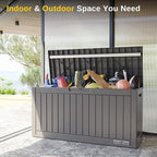 EAST OAK Outdoor Storage Box, 60 Gallon Deck Box Indoor and Outdoor Use, Waterproof Resin Storage Bin for Patio Cushions, Gardening Tools, Lockable, UV Resistant, Grey
