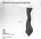 XBrand 39 in. H Freestanding Resin Fiberglass Sculptural Modern Twisted Pilar Outdoor Garden Fountain w/LED Light
