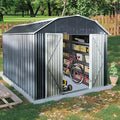 Ball & Cast 10x12FT Outdoor Storage Shed,Large Metal Tool Sheds with Locking Double Doors,Garden Tool House W/Arch Roof & Ventilation Slots,for Backyard Garden Patio Lawn,Black