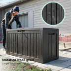 90 Gallon Deck Box,Resin Outdoor Storage Box with Lockable for Patio Furniture, Pool Accessories, Garden Tools Waterproof Outside Storage Box, Black