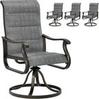 UDPATIO Patio Swivel Chairs Set of 4, Outdoor Dining Chairs High Back with Padded All Weather Breathable Textilene, Metal Rocking Frame for Backyard Lawn Garden, Dark Grey