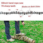 55 Inch High Reach Hand Rope Saw for Tree Limbs with 70 Sharp Teeth Blades on Both Sides,Rope Saw Tree Saw High Limb Rope Chainsaw, Pocket Chainsaw