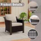 Outdoor Wicker Chair Set of 2, All-Weather Use Patio Rattan Chair with Removable Water-Resistant Cushion, Ideal for Porch, Backyard, Balcony, Poolside, Beige