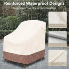 okcool Patio Adirondack Chair Cover 2 Pack,Waterproof Heavy Duty Outdoor Chair Covers,Patio Adirondack Chair Cover for Outdoor Chair,(35 W x 37 D x 36 H inches),Beige & Brown