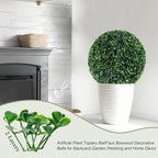Ogrmar 2 PCS 13.7 inch 2 Layers Artificial Plant Topiary Ball Faux Boxwood Decorative Balls for Backyard, Balcony,Garden, Wedding and Home Décor (13.7 Inch)