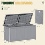 JUMMICO 270 Gallon Outdoor Storage Deck Box with Divider, Double Wall Storage Box with Lockable Lid for Garden Tools, Pools Supplies (Gray)