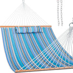 Lazy Daze Hammocks 12 FT Quilted Fabric Double Hammock with Spreader Bars and Detachable Pillow, 450lbs Weight Capacity