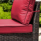 Outdoor Patio Furniture Sets with Propane Fire Pit Table, 10 Pieces Outdoor Furniture Patio Sectional Sofa Conversation Sets w/ETL Approved 43" Gas Outdoor Fire Table & Coffee Table (Red)