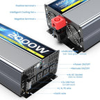 48V 2500W Pure Sine Wave Inverter 48V DC to 110V/120V AC Converter with 4AC Outlets, 5V/3.4A USB, Remote Control with on-Screen Display, Off-Grid Solar Power Inverter for Truck, Home, Vehicles, RV