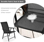 S AFSTAR Patio Chairs Set of 4, Outdoor Folding Dining Chairs with Armrests, Foldable Porch Chairs for Lawn Deck Backyard, Folding Chairs for Adults (Black)