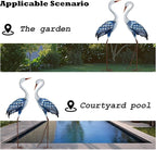 Kircust Outdoor Blue Heron Statues Metal Garden Crane Sculptures, Bird Yard Art Large 47-48 Inch, Set of 2, for Pond & Lawn Garden Decor, Gifts for Women, Men, Friends