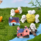 10Pcs Miniature Fairy Garden Resin Houses, Lifelike Village Cottage Figurines for Succulent Plants, Bonsai, Micro Landscape, and Home Decor