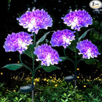 Aolyty Solar Garden Lights Outdoor, Solar Hydrangea Lights IP65 Waterproof LED Flowers Stake Lights 2 Pack for Garden Pathway Patio Backyard Landscape Decorative (Purple)