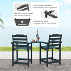 OTSUN Tall Adirondack Chairs Set of 4 with Connecting Tray, 24 inches HDPE Bar Height Outdoor Chairs, All Weather Resistant for Balcony, Porch, Kitchen (4 PCS, Black)
