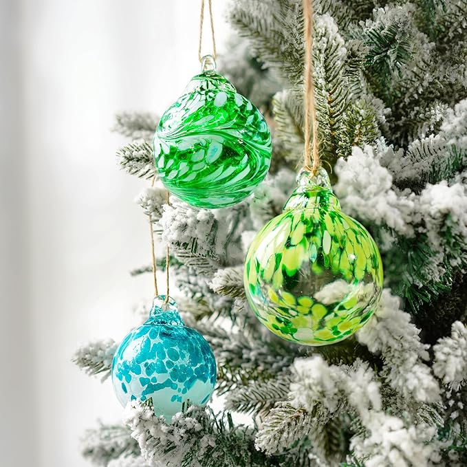 3pcs Hand Blown Glass Gazing Balls Hanging Friendship Ball Decor for Home Garden Patio