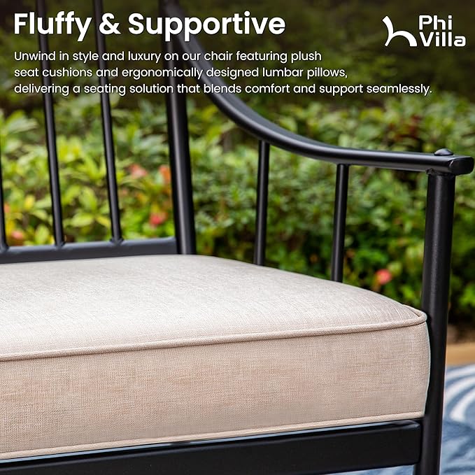 PHI VILLA Swivel Chairs Set of 2 Patio Dining Rocker Chair with Cushion Rocking Patio Furniture for Garden Backyard Bistro, Beige